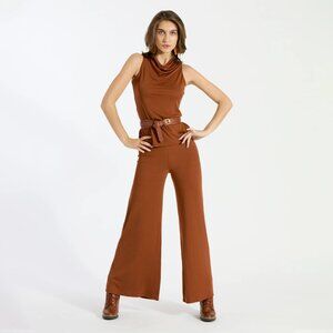 Dry Martini Clothing Sleeveless Cowl Neck Top Pecan TENCEL S